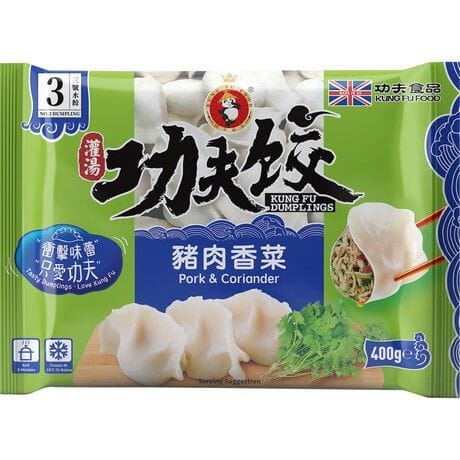 冰冻-Tiefgefroren! 灌汤功夫水饺 猪肉香菜饺子 20个 /Dumplings Schweinfleisch und Koriander 20 STK 400g KUNG FU FOOD