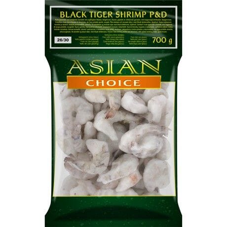 冰冻-Tiefgefroren! 亚洲精选 黑虎虾虾仁 26-30 1公斤/Rohe geschälte und entdarmte Black Tiger Garnelen 1kg Gr. 26-30 ASIAN CHOICE
