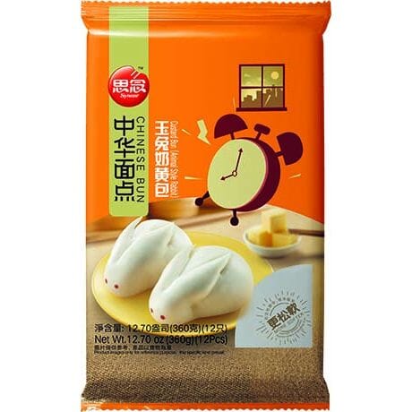 冰冻-Tiefgefroren! 思念 中华面点 玉兔奶黄包 12只/ Kaninchen Brötchen Eiercreme 380g SYNEAR