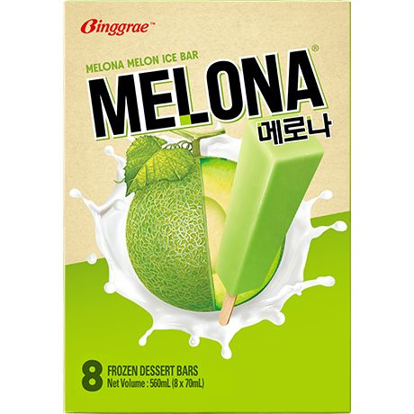冰冻-Tiefgefroren! 韩国 哈密瓜冰激凌 8支 /Melona Meloneneis am Stiel 70ml *8 BINGGRAE
