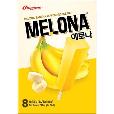 冰冻-Tiefgefroren! 香蕉味冰激凌 8*70毫升 /Melona Bananeneis am Stiel 8*70ml BINGGRAE
