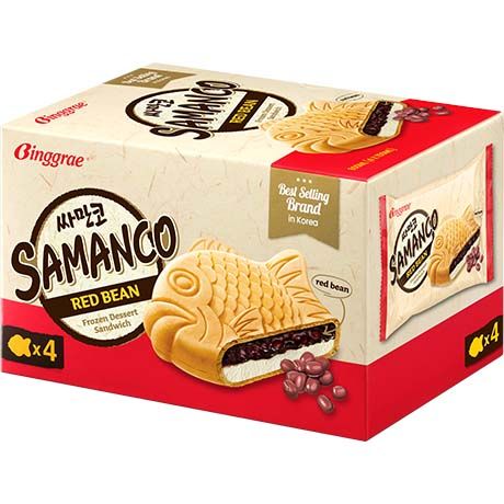 冰冻-Tiefgefroren! Samanco 鲷鱼烧 冰淇淋三明治 4*96.7克 /Samanco Eissandwich 4*96,7g BINGGRAE