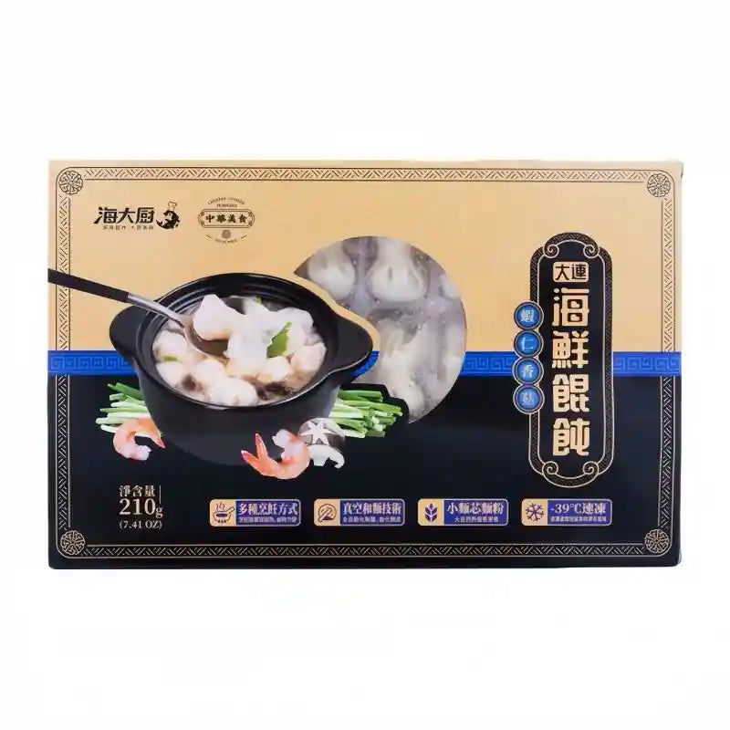 冰冻-Tiefgefroren! 海大厨 虾仁香菇馄饨 云吞 24个 /Wontons mit Garnelen und Pilze 24 Stück HI CHEF