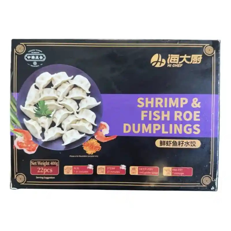 冰冻-Tiefgefroren! 海大厨 鲜虾鱼籽水饺 22个 /Knödel Dumplings Teigtaschen mit Garnelen und Fischrogen 22 Stück HI CHEF