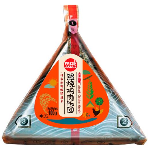 冰冻-Tiefgefroren! 香源  照烧鸡肉饭团 100克 /Onigiri mit Hühnerfleisch Teriyaki Geschmack 100g FRRSHASIA