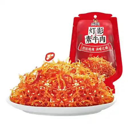 好巴食 灯影素牛肉 香辣味 90克 /Dünne Sojaprotein Snacks scharf 90g HBS