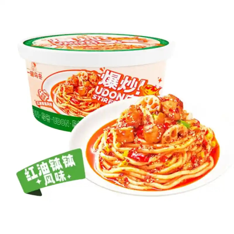 一碗乌冬 爆炒乌冬面 红油钵钵风味 碗装 252克 /Instant Udon Nudeln mit Chiliöl BOWL 252g Jinbaiwei
