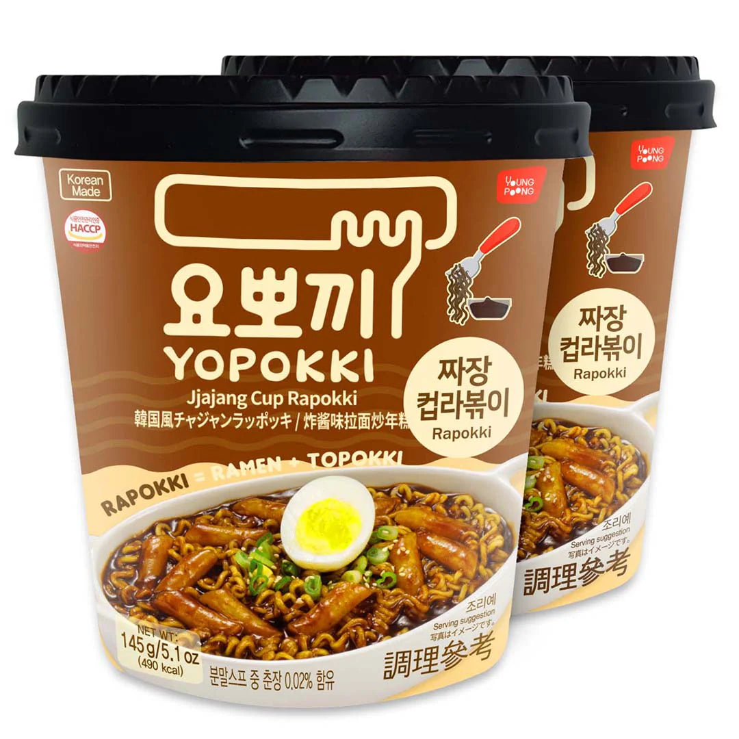 韩国永丰拉面炒年糕 炸酱味 微波杯 145克 /Instant Ramen mit Tteokbokki Reiskuchen Jjajang Geschmack 145g Yopokki YOUNGPOONG