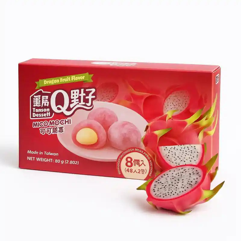 宝岛Q点子 可可麻薯 火龙果味 80克 /Micro Mochi Drachenfrucht Geschmack 80g TW