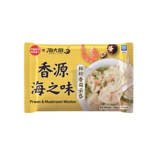 冰冻-Tiefgefroren 香源 海大厨鲜虾香菇云吞 含配料包 140克/Premium Wonton mit Garnelen und Pilzen 140g FRESHASIA