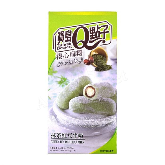 宝岛Q点子 卷心麻糬 抹茶红豆牛奶 150克 /Mochi Roll mit Matcha Rotebohne Milch Geschmack 150g TW