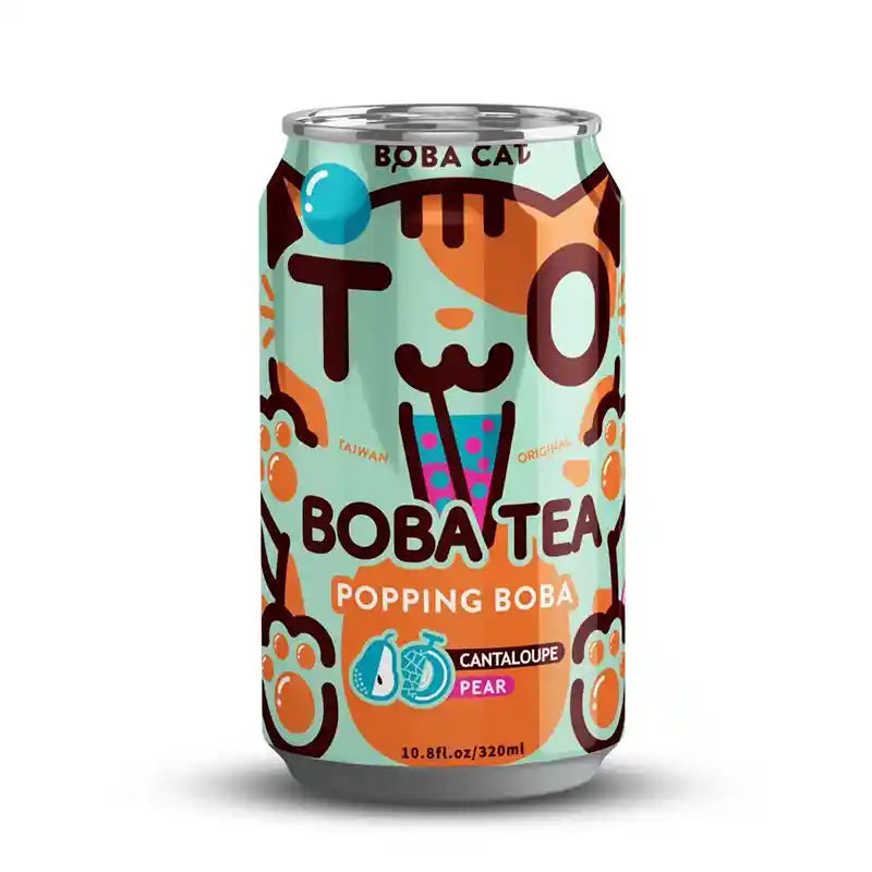 BobaCat 哈密瓜香梨味 波霸奶茶 315毫升 /Popping Boba Tee Melone‑ Birnen Geschmack 315ml Boba