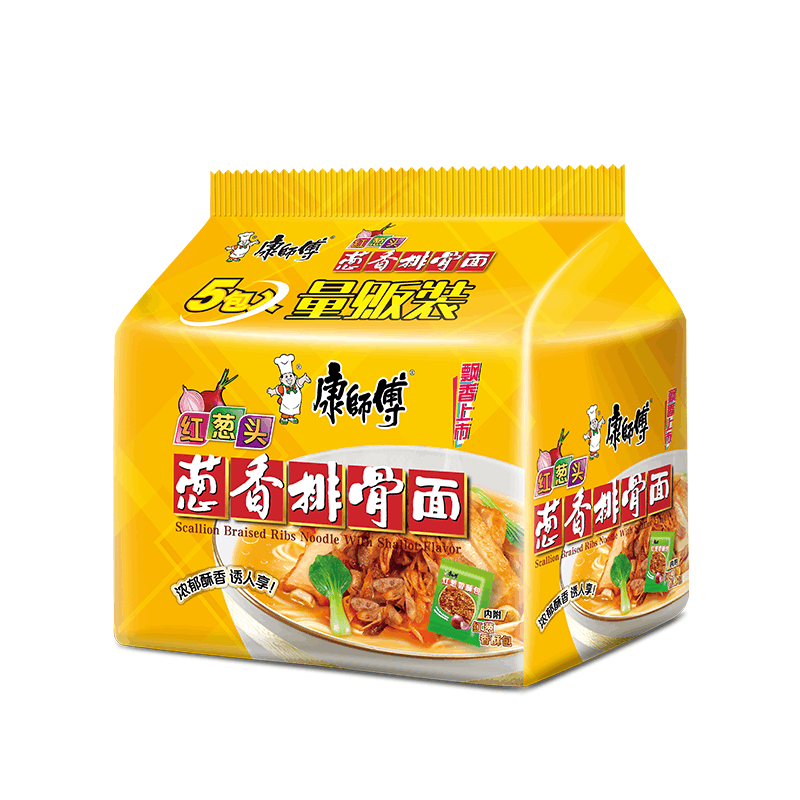 康师傅 葱香排骨面 方便面 五连包 /Gebratene Schweinefleischnudel 104g*5 MASTER KUNG