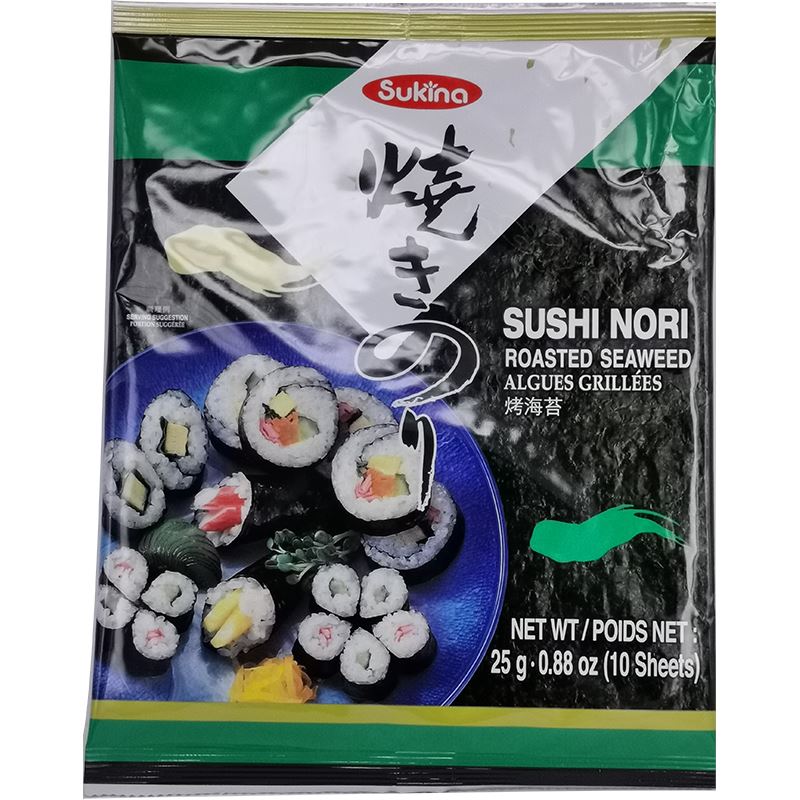 韩国寿司烤海苔 10张 /Gerösteter Seetang Nori für Sushi (10 Blätter) 25g Sukina