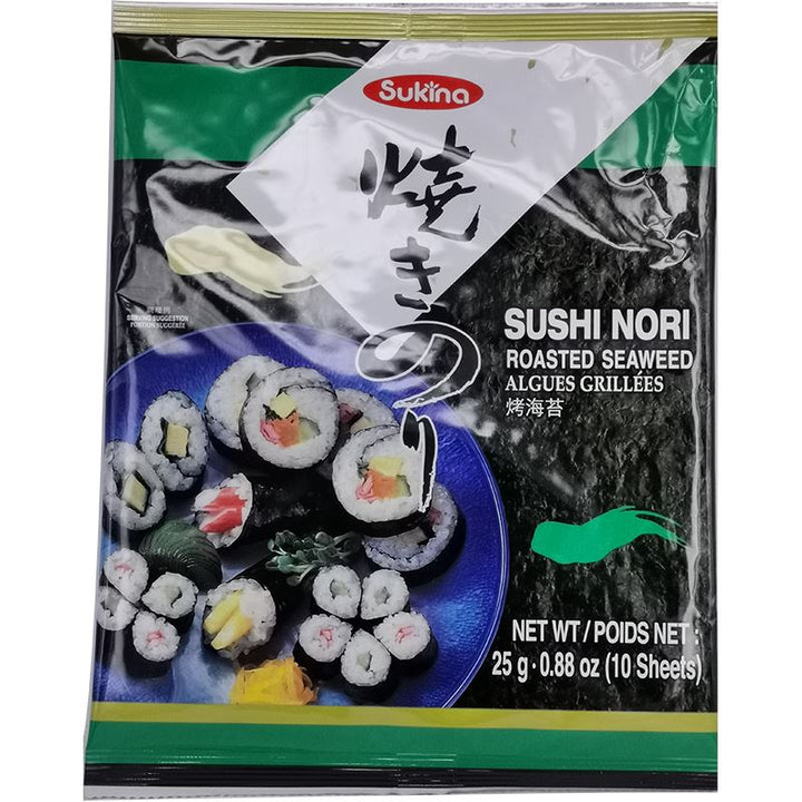 韩国寿司烤海苔 10张 /Gerösteter Seetang Nori für Sushi (10 Blätter) 25g Sukina