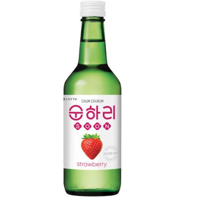 韩国烧酒 初饮初乐 草莓味烧酒 350毫升 /Südkorea Soju Chum Churum Erdbeere 12% vol 350ml LOTTE