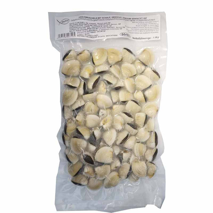 冰冻-Tiefgefroren! 椰树牌 整壳熟琴文蛤 1公斤/ Venusmuschel ganz gekocht 40-60 TCT 1kg