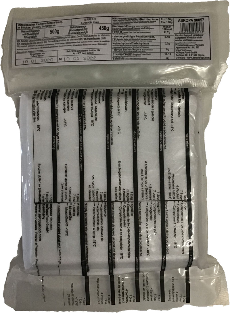 冰冻-Tiefgefroren! 椰树牌 速冻越南鳝鱼段450克/Ostasiatischer Kiemenschlitzaal 450g TCT