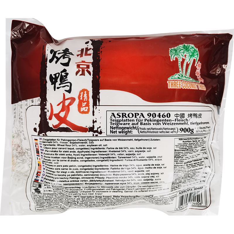 冰冻-Tiefgefroren 精品北京烤鸭皮 90张 /Teigplatten für Pekingenten 15x60g (6Stk/Pkt)