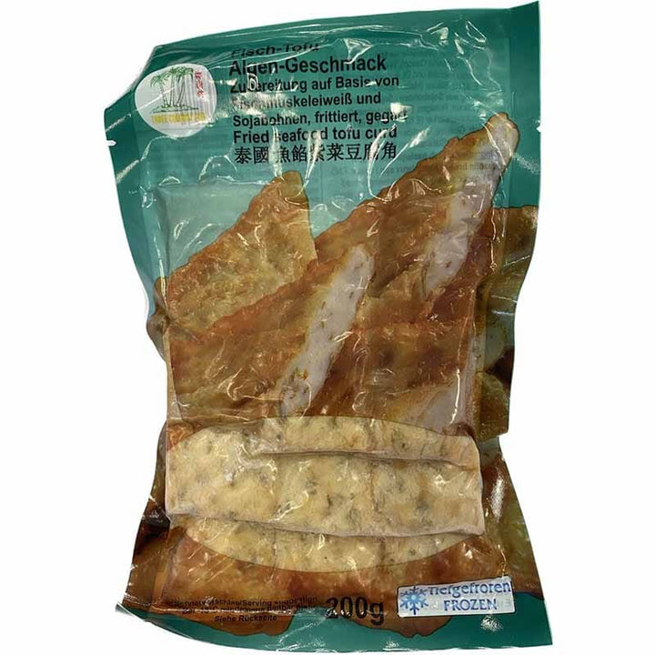冰冻-Tiefgefroren! 椰树牌 鱼馅紫菜豆腐角200克 /Fisch Tofu mit Meeresalgen frittiert 200g TCT