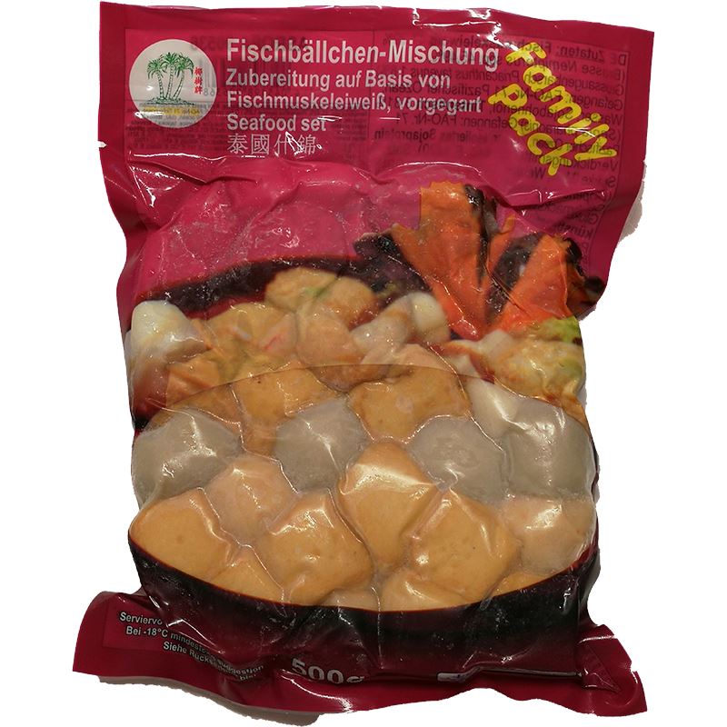 冰冻-Tiefgefroren! 椰树牌 泰国什锦 500克 /Meeresfrüchte Fischbällchen Mischung 500g TCT