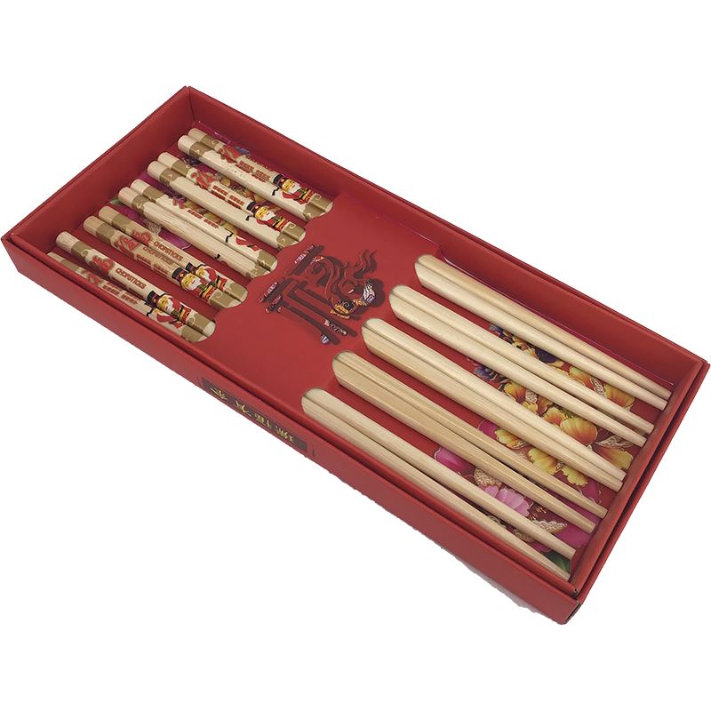 礼品竹筷5双装 福 / 5x Paar Ess-Stäbchen aus Holz Asiadekor in Geschenkverpackung