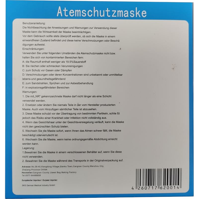 FFP2 JW Atemschutzmaske EN149:2001 + A1:2009 10 Stück