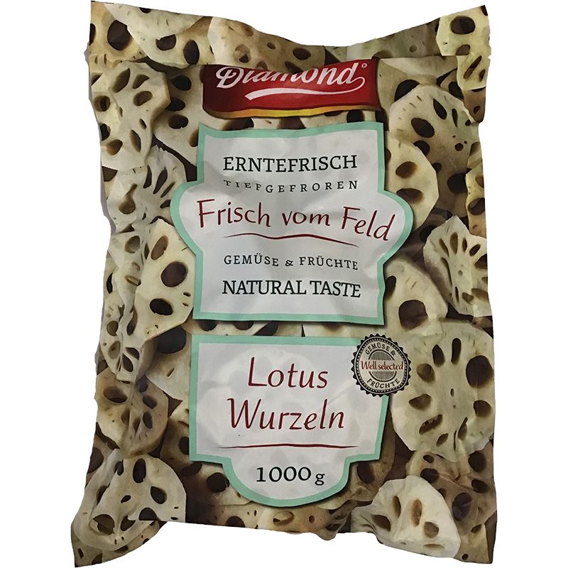 冰冻-Tiefgefroren! 钻石牌 莲藕片 1公斤 /Lotuswurzelscheiben 1kg Diamond