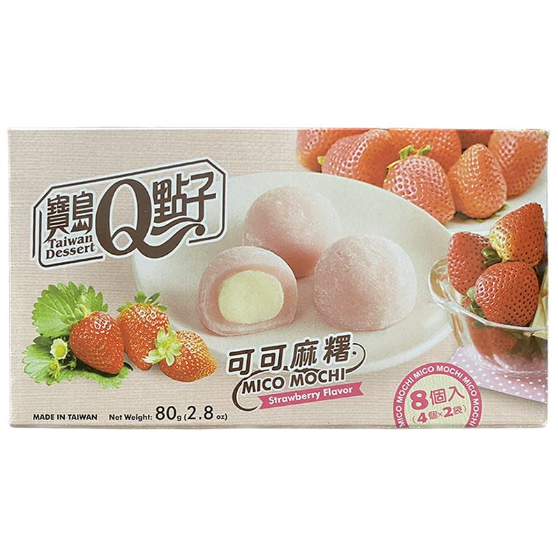 宝岛Q点子 可可麻薯 草莓味 80克 /Micro Mochi Erdbeergeschmack 80g TW
