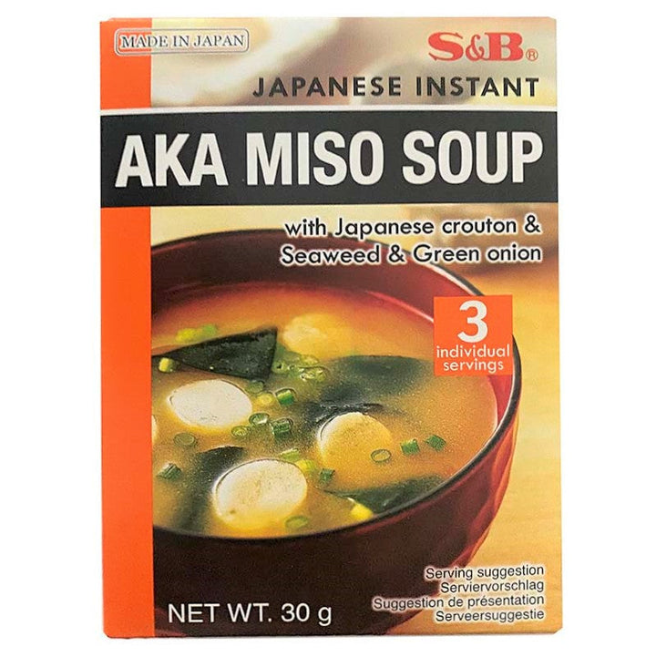 日本面包丁味增汤料包 海苔青葱味 橙盒 三份装 /Instant aka-Miso-Suppe 3*10g S&amp;B