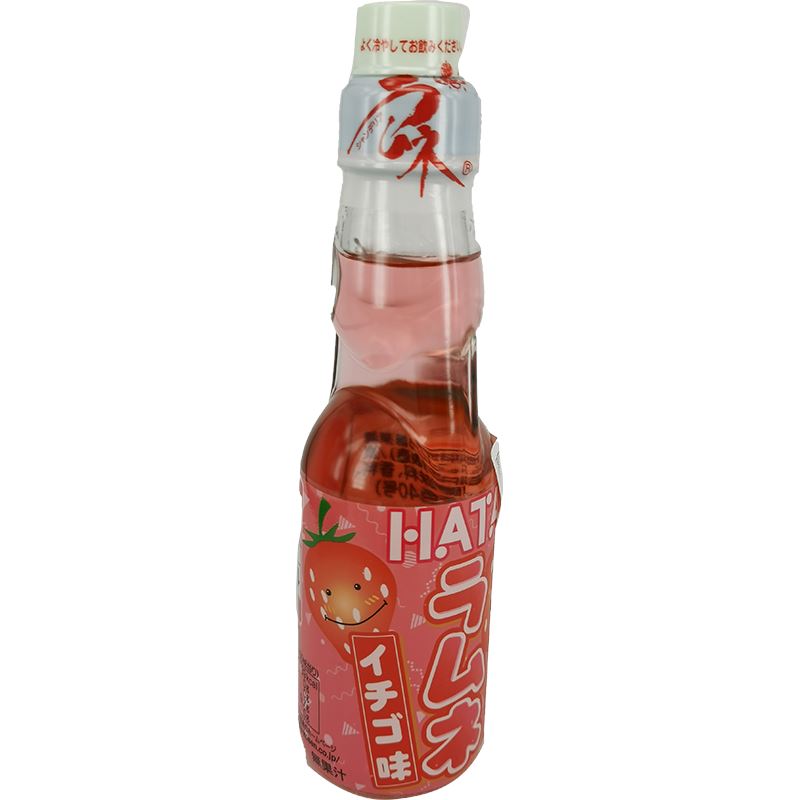 日本波子弹珠汽水 草莓味 200毫升 /Ramune Limonade Erdbeere Geschmack 200ml Hatakosen