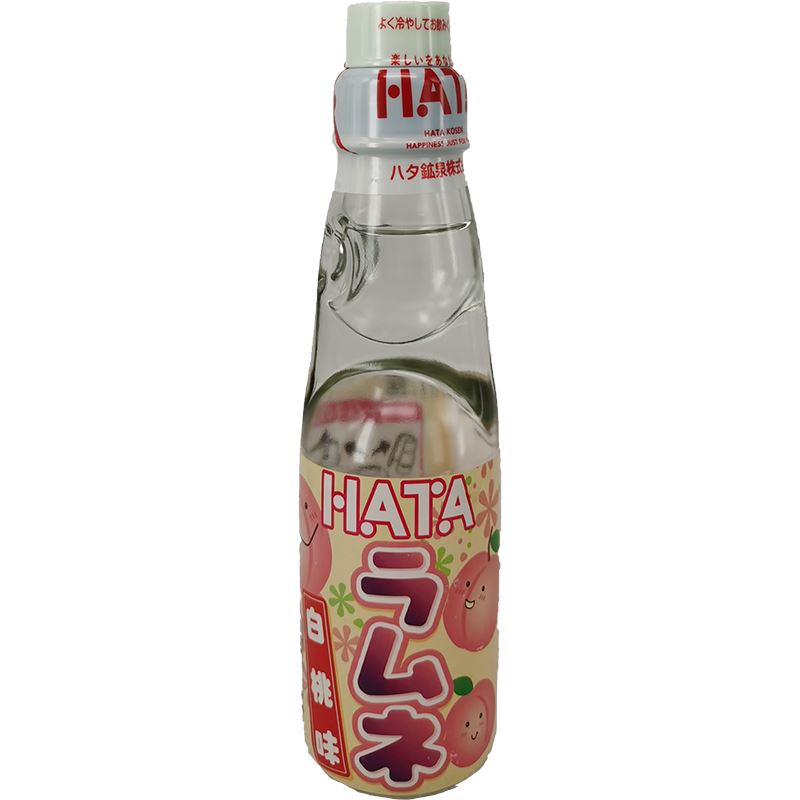 日本波子弹珠汽水 白桃味 200毫升 /Limonade weißer Pfirsich Geschmack 200ml Hatakosen