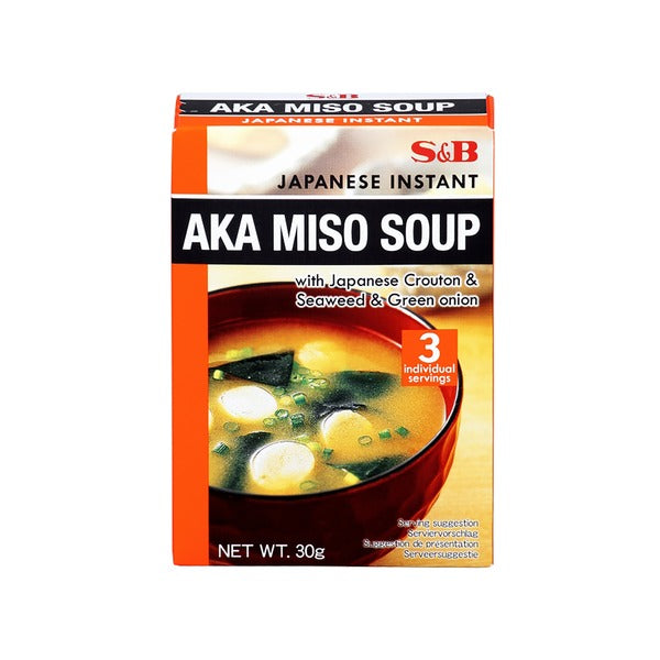 日本面包丁味增汤料包 海苔青葱味 橙盒 三份装 /Instant aka-Miso-Suppe 3*10g S&amp;B