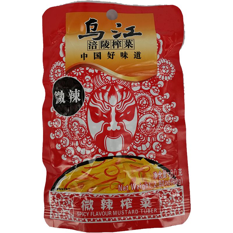 乌江 涪陵榨菜鲜榨菜片 微辣 80克 /Gemüsekonserven Scheibe Leicht würzig 80g Wujiang
