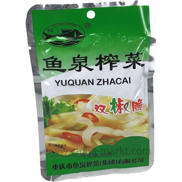 鱼泉 榨菜 双椒脆 80克 /Eingelegte Sanfkohl Grüne und Rote Paprika 80g FISH WELL