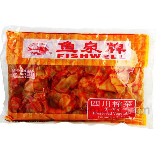 鱼泉 红油四川榨菜 片 500克 /Senfgemüse geschnitten eingelegt in Chiliöl 500g FISHWELL