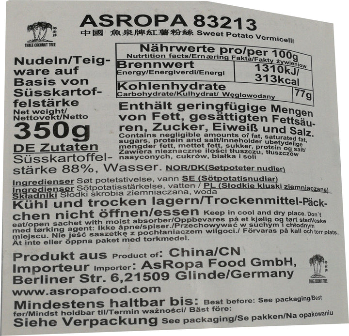 鱼泉 红薯粉丝 350克 /Süsskartoffelnudeln 350g FISHWELL