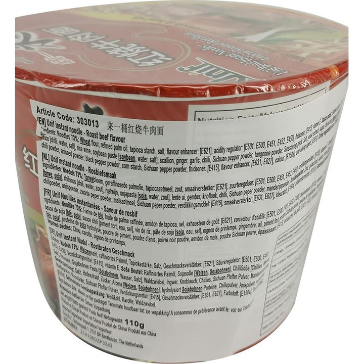 统一 来一桶 红烧牛肉面 108克 /Instant Nudel Rostbraten Geschmack Bowl 108g Unif