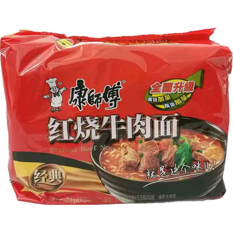 康师傅 红烧牛肉面 五连包 /Instantnudeln Gebratenes Rindfleisch Aroma 5x104g MASTER KUNG