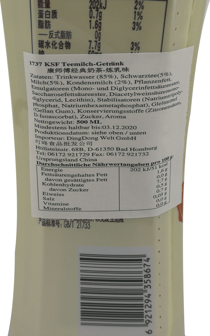康师傅 经典炼乳奶茶 500毫升 /Teemilch Getränk 500ml MASTER KUNG