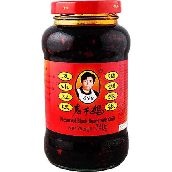 老干妈 风味豆豉油辣椒 740克 /Schwarze Sojabohnen Gesalzen 740g LGM