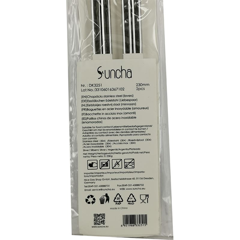 双枪 情侣人圆筷 2双 /Essstaebchen Edelstahl (Liebespaar) 2 Paare Suncha