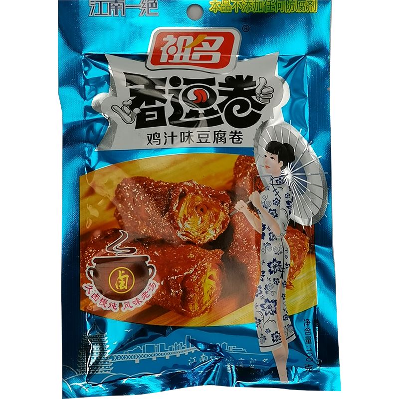 祖名 香逗卷 鸡汁味豆腐卷 100克 /Tofurolle Snack ZuMing 100g
