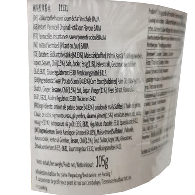 白家 陈记正宗酸辣粉丝 桶装 105克 /Instant Vermicelli Original heißer und saurer Geschmack (Schale) 105g BAIJIA