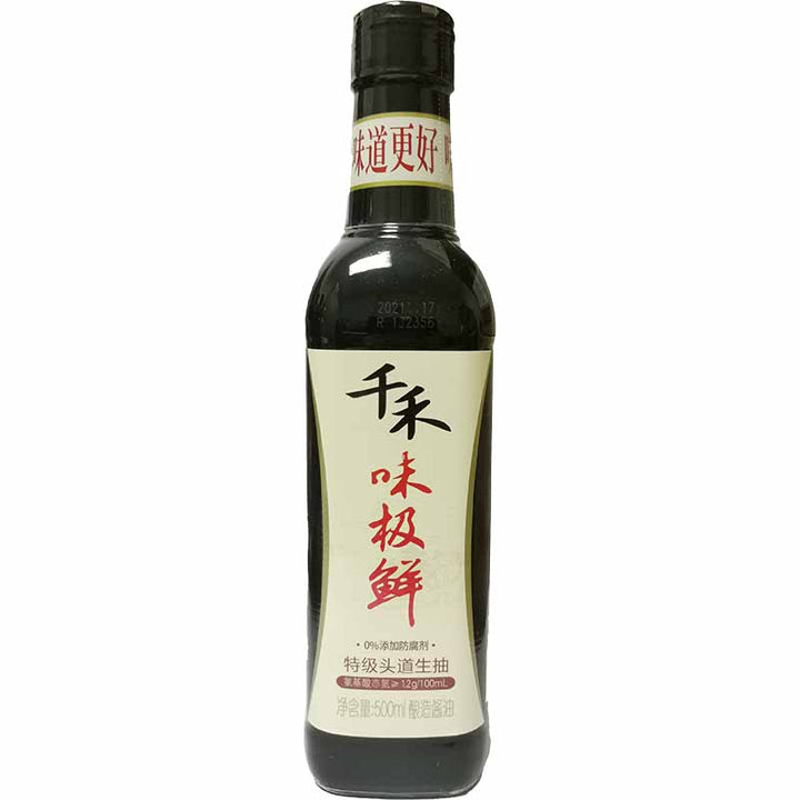 千禾 味极鲜 特级头道生抽 0%添加防腐剂 500毫升 /Sojasauce Weijixian 500ml QIANHE