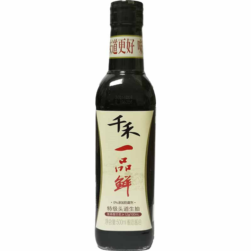 千禾 一品鲜 特级头道生抽 不加防腐剂 500毫升 /Sojasauce YiPinXian 500ml QIANHE