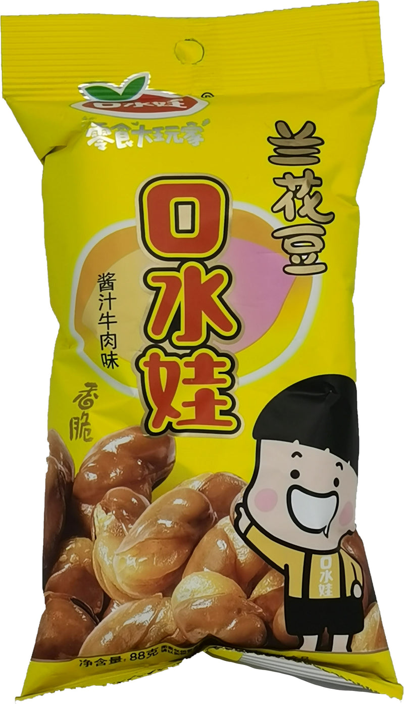 口水娃 兰花豆(酱汁牛肉味) 75克 /KouShuiWa Saubohnen mit Rindfleischgeschmack 75g KouShuiWa