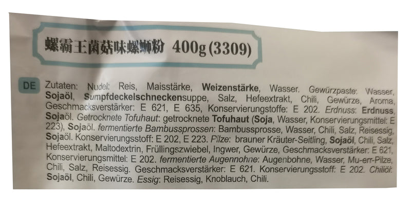 螺霸王 菌菇味螺蛳粉 柳州特产 400克 /Reisnudeln mit Schneckensuppe Pilzgeschmack 400g LBW