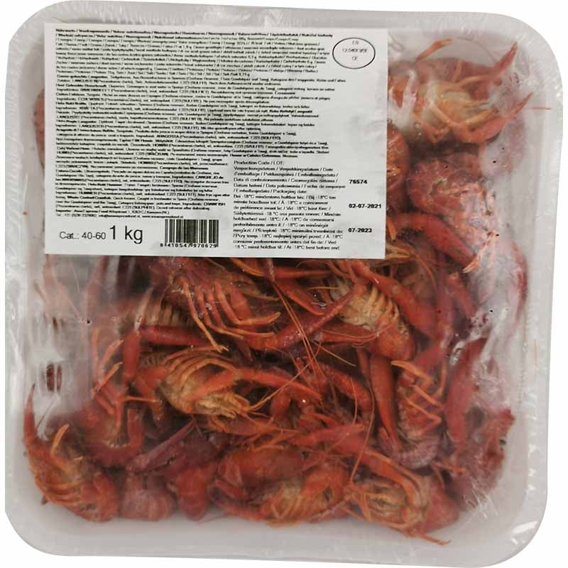 冰冻-Tiefgefroren! 冰冻小龙虾 1公斤/ Flusskrebs Ganz Gekocht 40/60 1kg