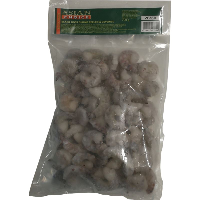冰冻-Tiefgefroren! 亚洲精选 黑虎虾虾仁 26-30 1公斤/Rohe geschälte und entdarmte Black Tiger Garnelen 1kg Gr. 26-30 ASIAN CHOICE